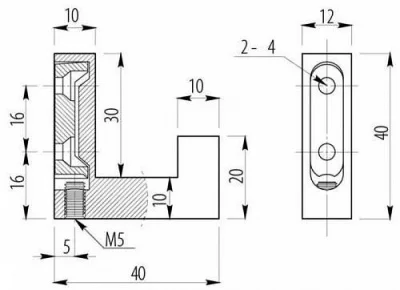 GTV: Мебельный крючок K2201, черный WZ-K2201-CZ