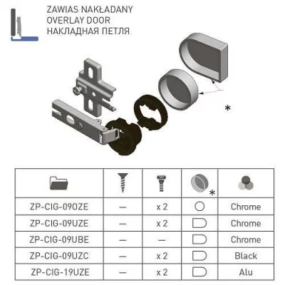 GTV: Петля GTV для стекла + ответная Планка с евро шурупом и заглушка овальная хром ZP-CIG-09UZE