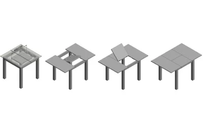 Механизм для вставки стола 500 мм, отделка цинк/серая