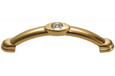 Ручка-скоба 96мм, отделка золото 24 + горный хрусталь