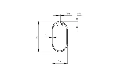 Штанга для одежды 15х30 под демпфер, L=3000мм, отделка алюминий анодированный