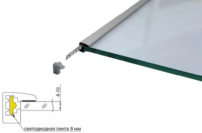 Комплект заглушек для профиля LED подсветки, отделка алюминий матовый (RAL 9006)
