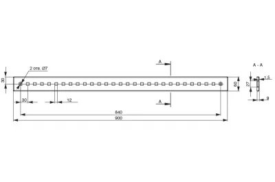 Рейлинг перфорированный l.900мм, отделка черный бархат (матовый)