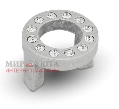 CENTER Ручка-кнопка 32мм серебро состаренное с кристаллами Сваровски: CNT.32K.AA