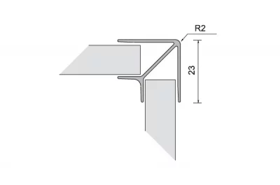 157/813 Угол 90" для цоколя ПВХ, L=4000, под шлифованную нержавеющую сталь