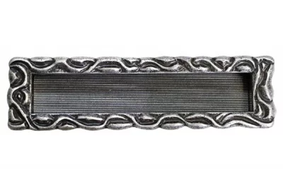 Ручка врезная 128мм, отделка старое серебро с блеском