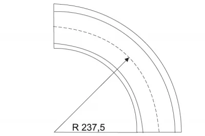 Угол поворотный R=237.5 накладной, серый