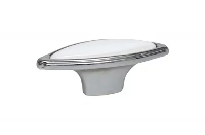 Ручка-кнопка, отделка хром глянец + керамика