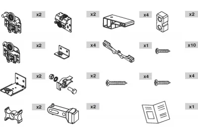 Комплект фурнитуры Domino-S для 3-х дверей (16-21 мм) Комплект фурнитуры Domino-S для 3-х дверей (16-21 мм)