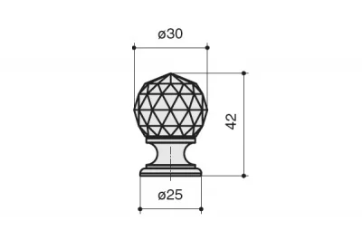 Ручка-кнопка, отделка хром глянец + белое стекло