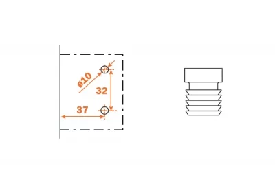 Клип-ответная планка Н0 под запрессовку d.10мм, крестообразная, с 3-мя отверстиями