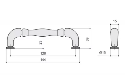 Ручка-скоба 128мм, отделка никель античный