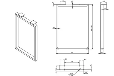 Опора для стола Мадрид l.595, h.820, отделка черный бархат (матовый)