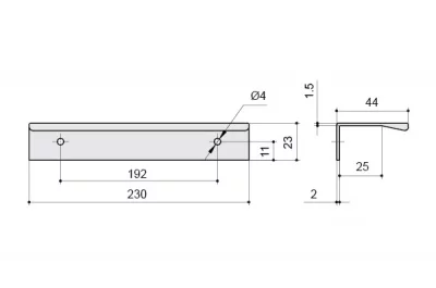 Ручка-скоба 192мм, отделка алюминий
