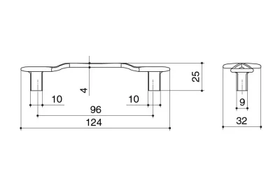 Ручка-скоба 96мм, отделка бронза античная французская
