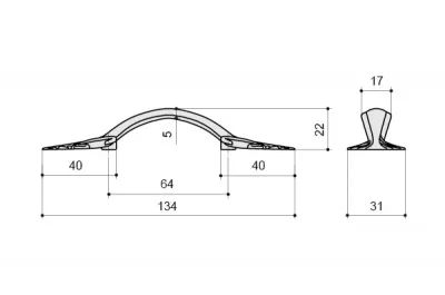 Ручка-скоба 64мм, отделка старое серебро с блеском
