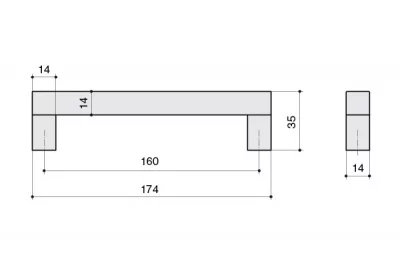 Ручка-скоба 160мм, отделка алюминий анодированный