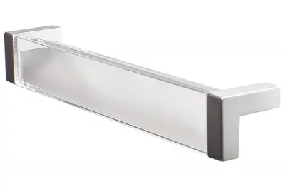 Ручка-скоба 160мм, отделка хром матовый + транспарент прозрачный