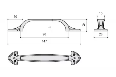 Ручка-скоба 96мм, отделка бронза матовая