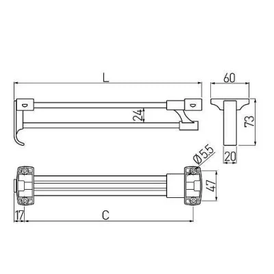 GTV: Штанга выдвижная PRESTIGE L-300 мм ЭКОНОМ: WW-WSD300-01B