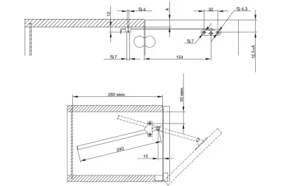 Механизм для секретера, отделка никель/черный
