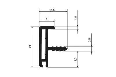 Профиль Г-образный под пропил, для ДСП18, (под уплотнитель), алюминий, L=5000