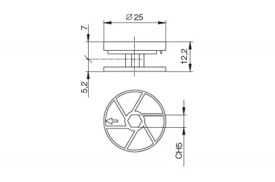Эксцентрик d.25мм, для стяжки червячной, отделка цинк