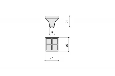 Ручка-кнопка, отделка никель глянец + горный хрусталь