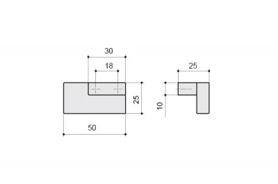 Ручка-кнопка правая, отделка хром глянец + сталь шлифованная