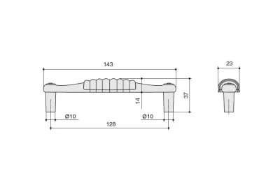 Ручка-скоба 128мм, отделка золото глянец + керамика