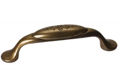 Ручка-скоба 96мм, отделка бронза старая + гравировка