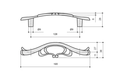 Ручка-скоба 128мм, отделка бронза античная "Флоренция"