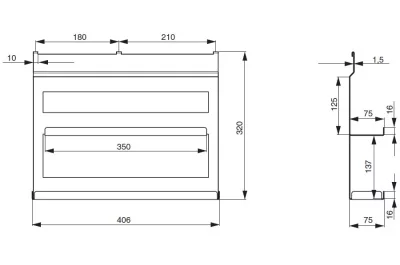 Полка для специй 2-х-уровневая, 406х75х320мм, отделка белый бархат (матовый)