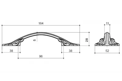Ручка-скоба 96мм, отделка бронза "Флоренция"