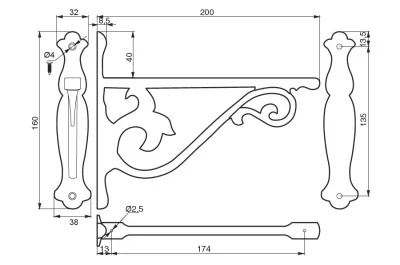 Менсолодержатель "Castello", отделка серебро античное, малый