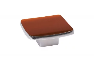 Ручка-кнопка 16мм, отделка хром глянец + тёмно-оранжевая смола