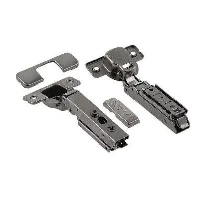 GTV: Петля SOLID PRO накладная самозакрывающаяся, регулировка в 3 плоскостях, прямая планка CLIPON, черна: ZM-DCHCB09-3DBEO-20