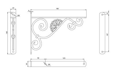Менсолодержатель Barocco B, отделка бронза античная, большой