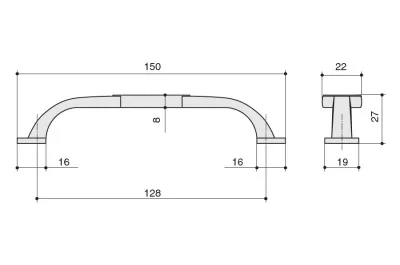 Ручка-скоба 128мм, отделка серебро старое