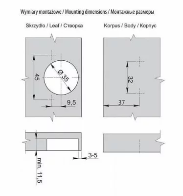 GTV: Петля GTV Prestige самозакрывающаяся HC без евро шурупа регулировка в 3 плоскостях ZM-CNHC09BR2