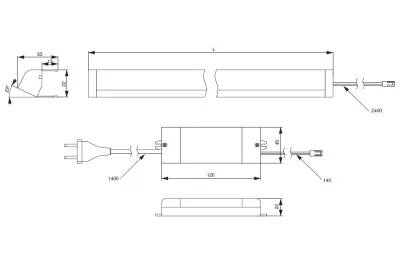 Комплект светильников LED для сушек в базу 600, 4200K, отделка алюминий