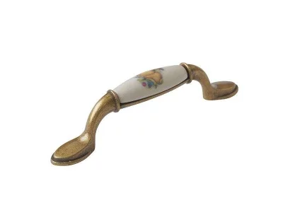 Ручка-скоба 96мм FIRMAX, металл+керамика Груша, бронза