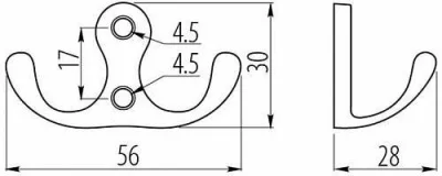 GTV: Мебельный крючок K-24 C0, черный WZ-C0-K24-20
