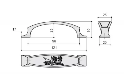 Ручка-скоба 96мм, отделка медь