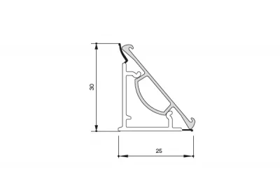 Бортик треугольный L=4000, под кромку H.34, ПВХ отделка 01 транспарент