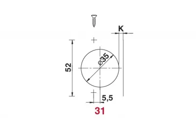 Петля 110 накладная без пружины, 52мм, Clip-on (cam), отделка никель