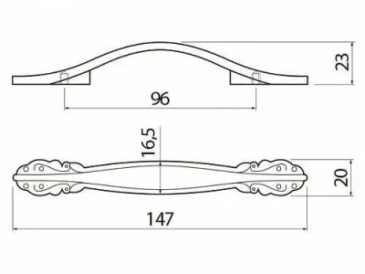 GTV: Ручка ROYAL2 L-096, белый/золото: UZ-ROYAL2-96-10-03