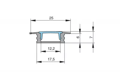 Профиль 2507 для LED подсветки врезной, L=2000 мм, отделка алюминий