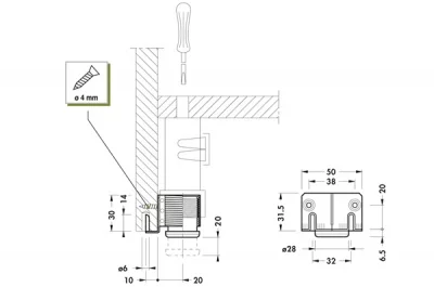 Ножка накладная с пластиковым подпятником