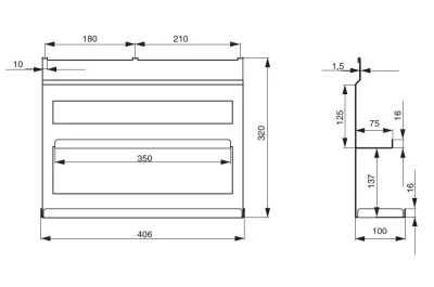 Полка универсальная 2-х-уровневая, 406х100х320мм, отделка белый бархат (матовый)